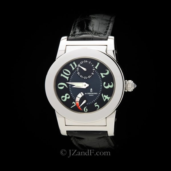 de Grisogono Men's Watch Instrumento Tondo Stainless Steel Blue Dial GMT (front)