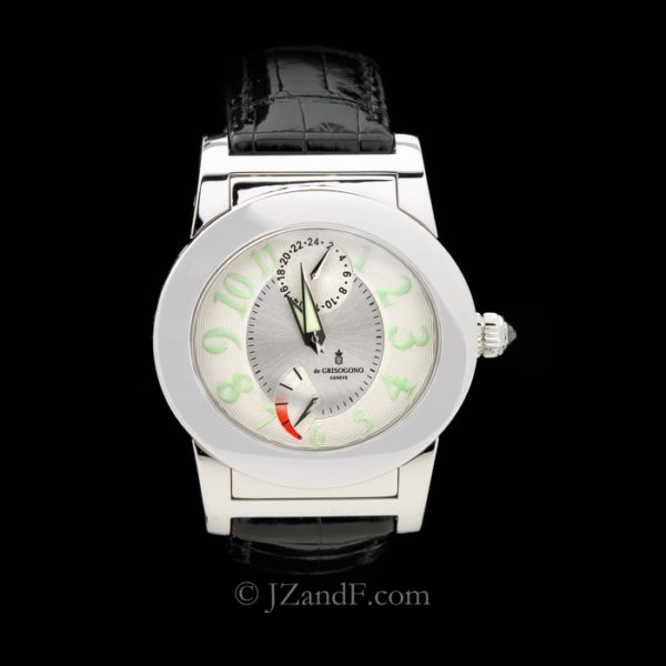 de Grisogono Men's Watch Instrumento Tondo Stainless Steel White Dial GMT (front)