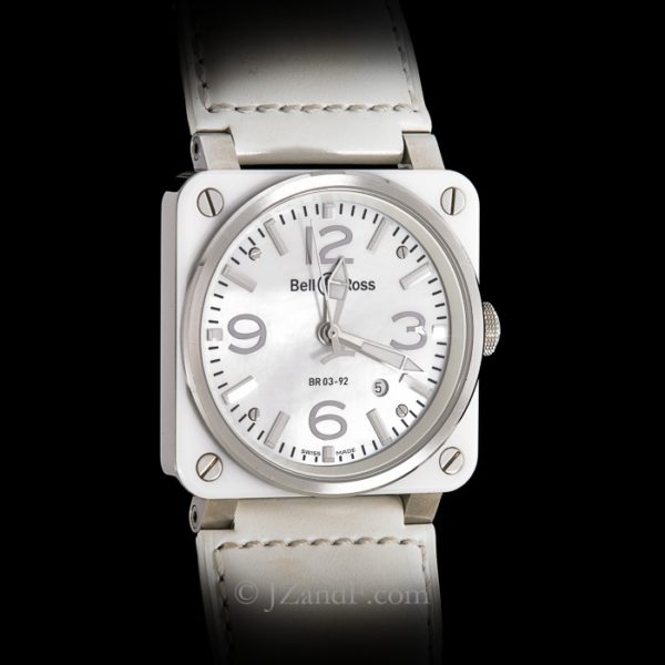 Bell and Ross Unisex Watch Stainless Steel and White Ceramic BR03-92 (front)