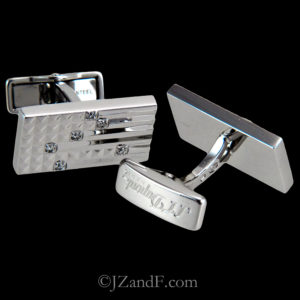 S.T. Dupont 18K Solid White Gold Cufflinks 0.18K Brilliant Cut Diamonds (1jzandf)